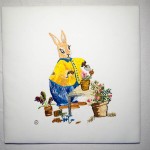 rabbit planting flowers